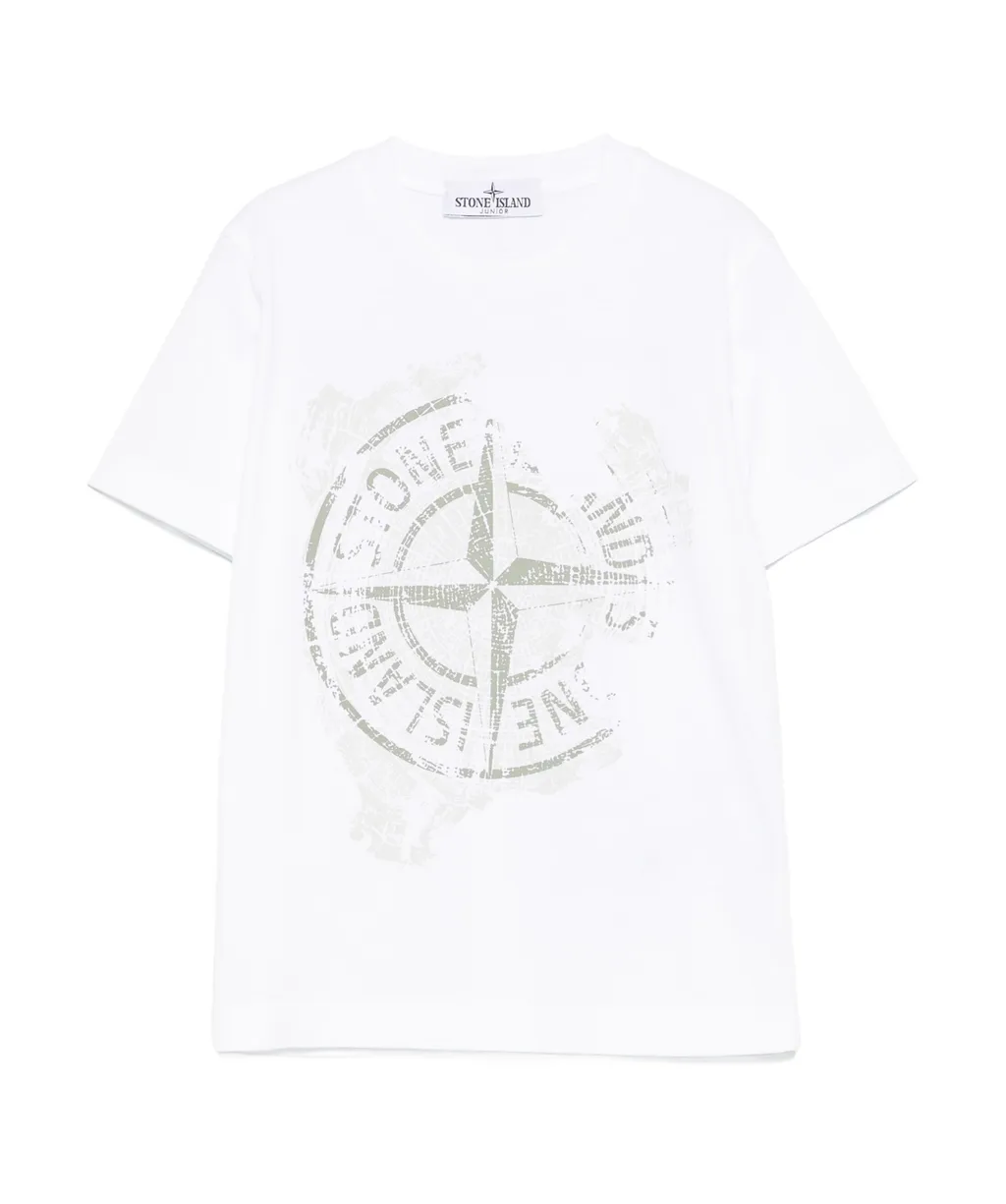 Stone Island Junior Compass Printed Crewneck T-Shirt