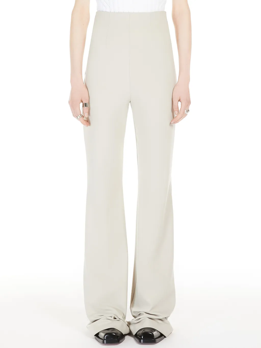 High-Waisted Scuba Jersey Trousers