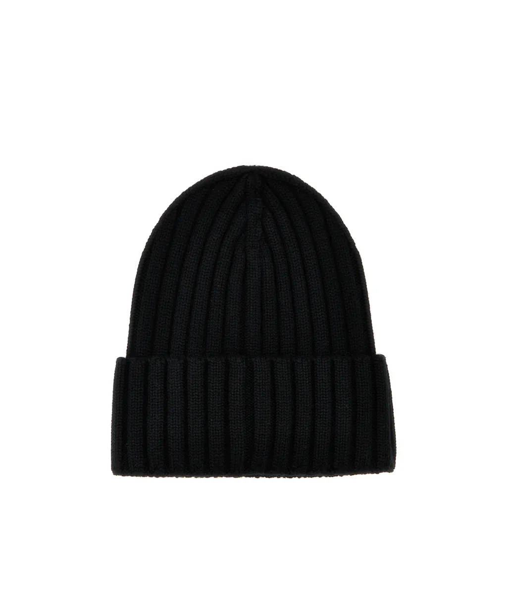 Moncler Logo Patch Ribbed Beanie
