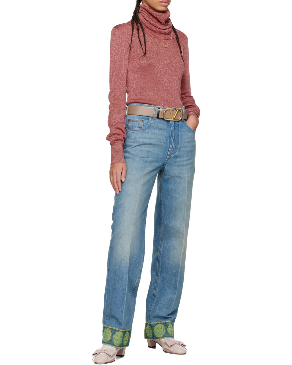 Valentino Logo Patch Straight Leg Jeans