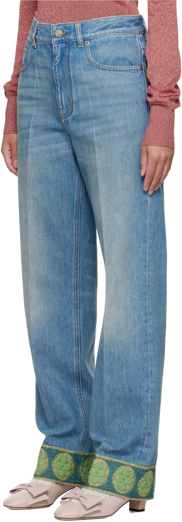 Valentino Logo Patch Straight Leg Jeans