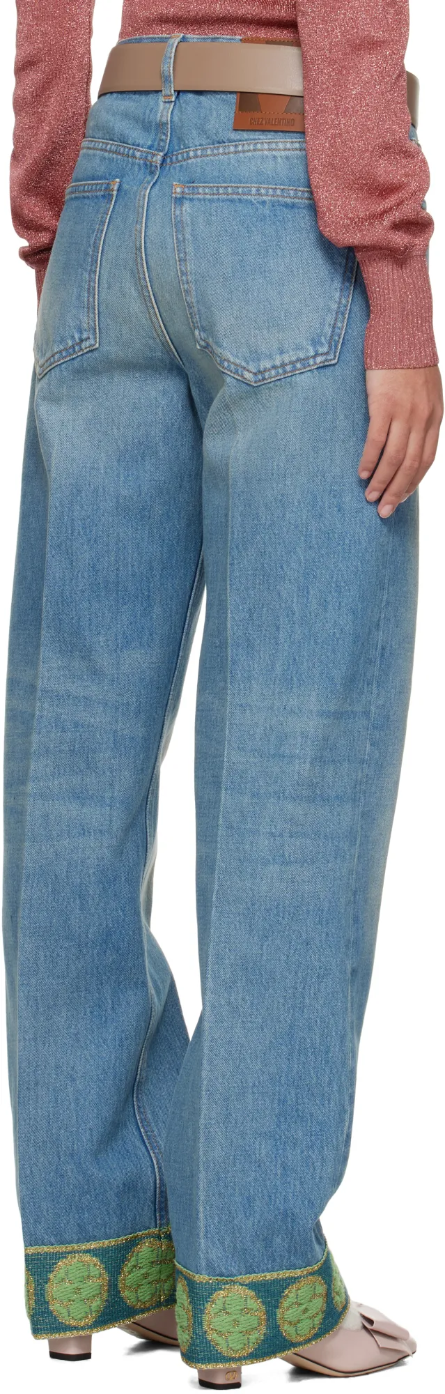 Valentino Logo Patch Straight Leg Jeans
