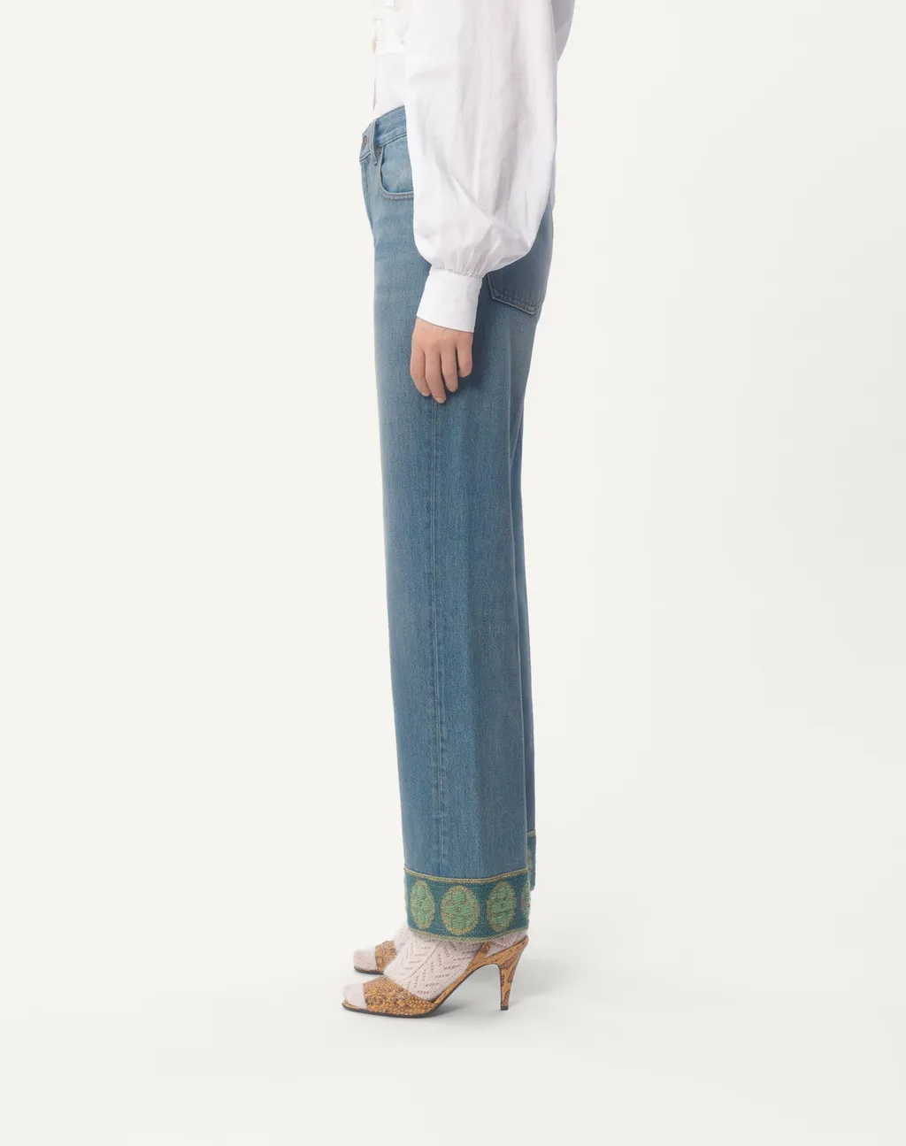 Valentino Logo Patch Straight Leg Jeans