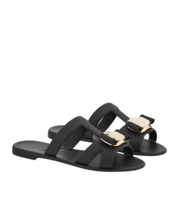 Ferragamo New Vara Plate Strappy Slides