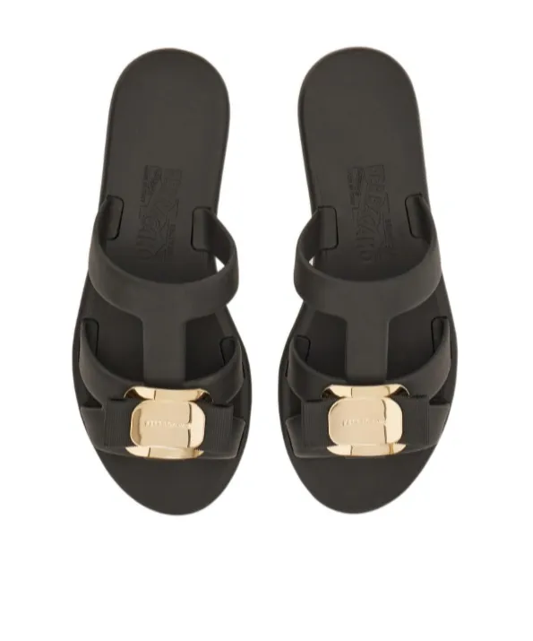 Ferragamo New Vara Plate Strappy Slides