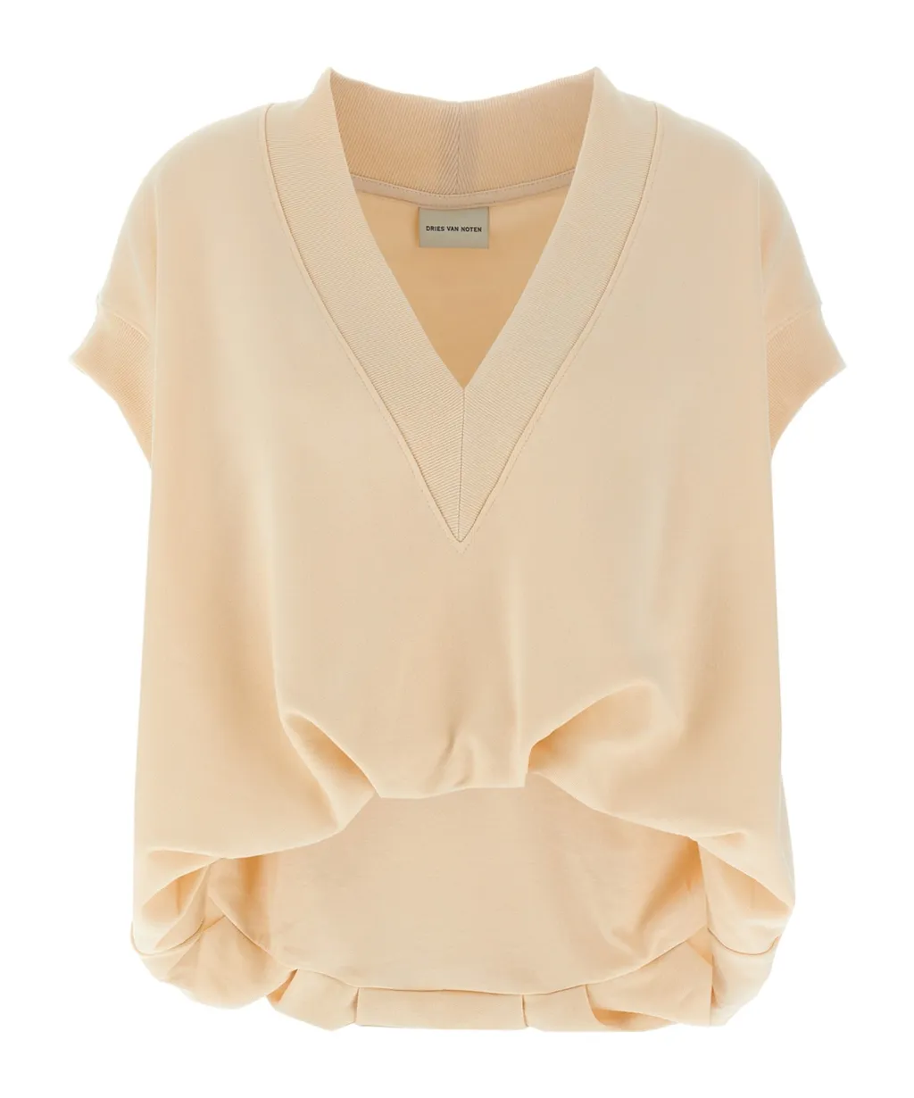 Dries Van Noten Hann V-Neck Short-Sleeved Sweatshirt