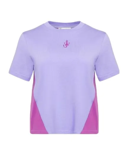 Jw Anderson Anchor Embroidery Panelled Cropped T-Shirt