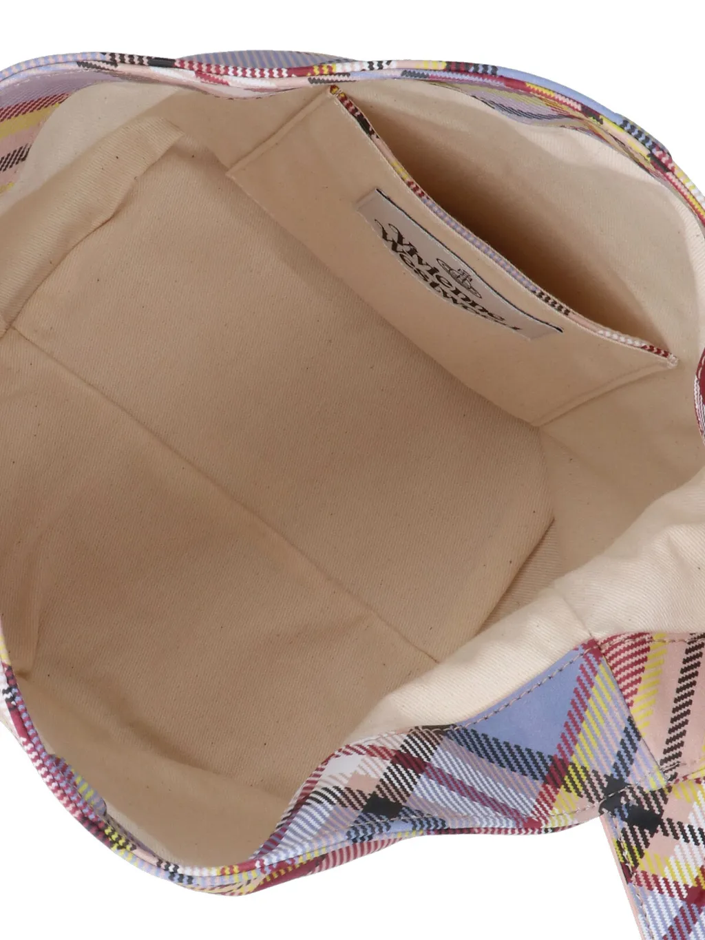 Vivienne Westwood Logo Plaque Checked Bucket Bag