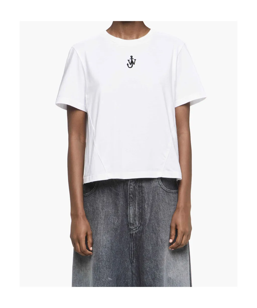 Jw Anderson Anchor Logo Cropped Panelled T-Shirt