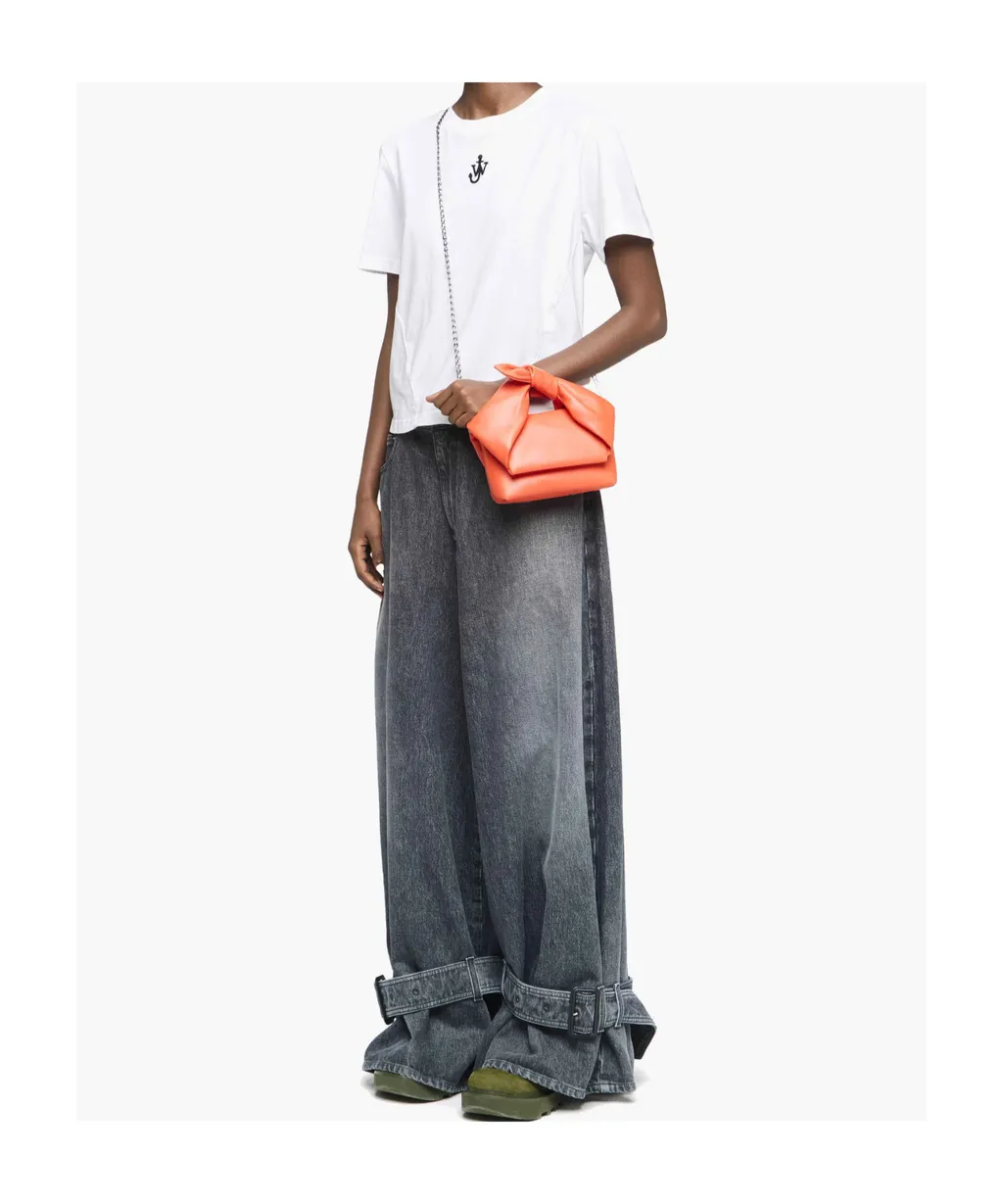 Jw Anderson Anchor Logo Cropped Panelled T-Shirt