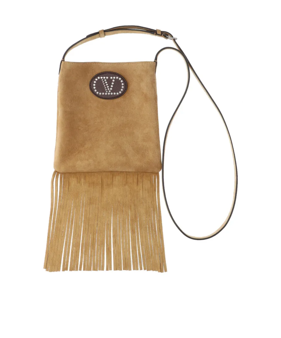 Valentino Vlogo Signature Fringed Edge Crossbody Bag