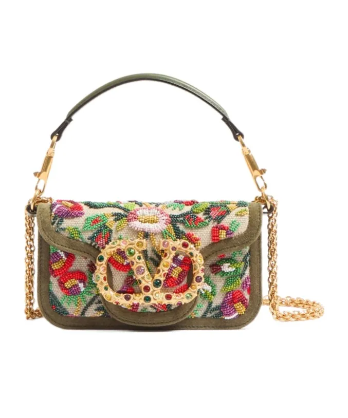 Valentino Locò Floral Motif Small Shoulder Bag