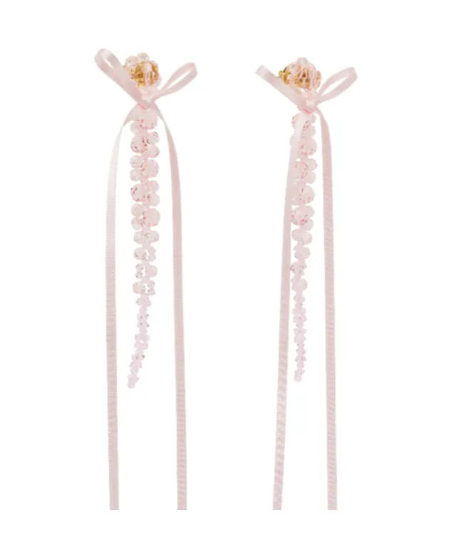 Simone Rocha Slim Bow Ribbon Drop Earrings