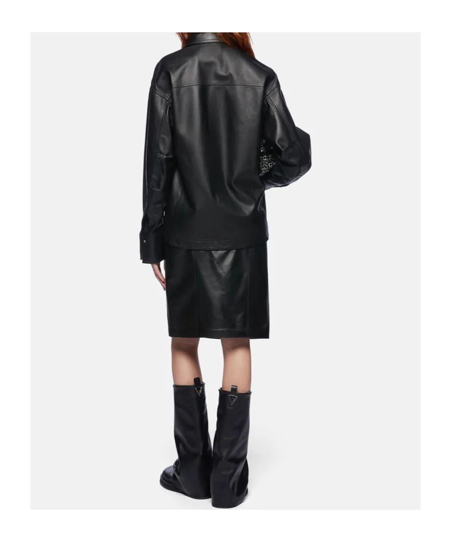 The Attico Long-Sleeved Leather Shirt