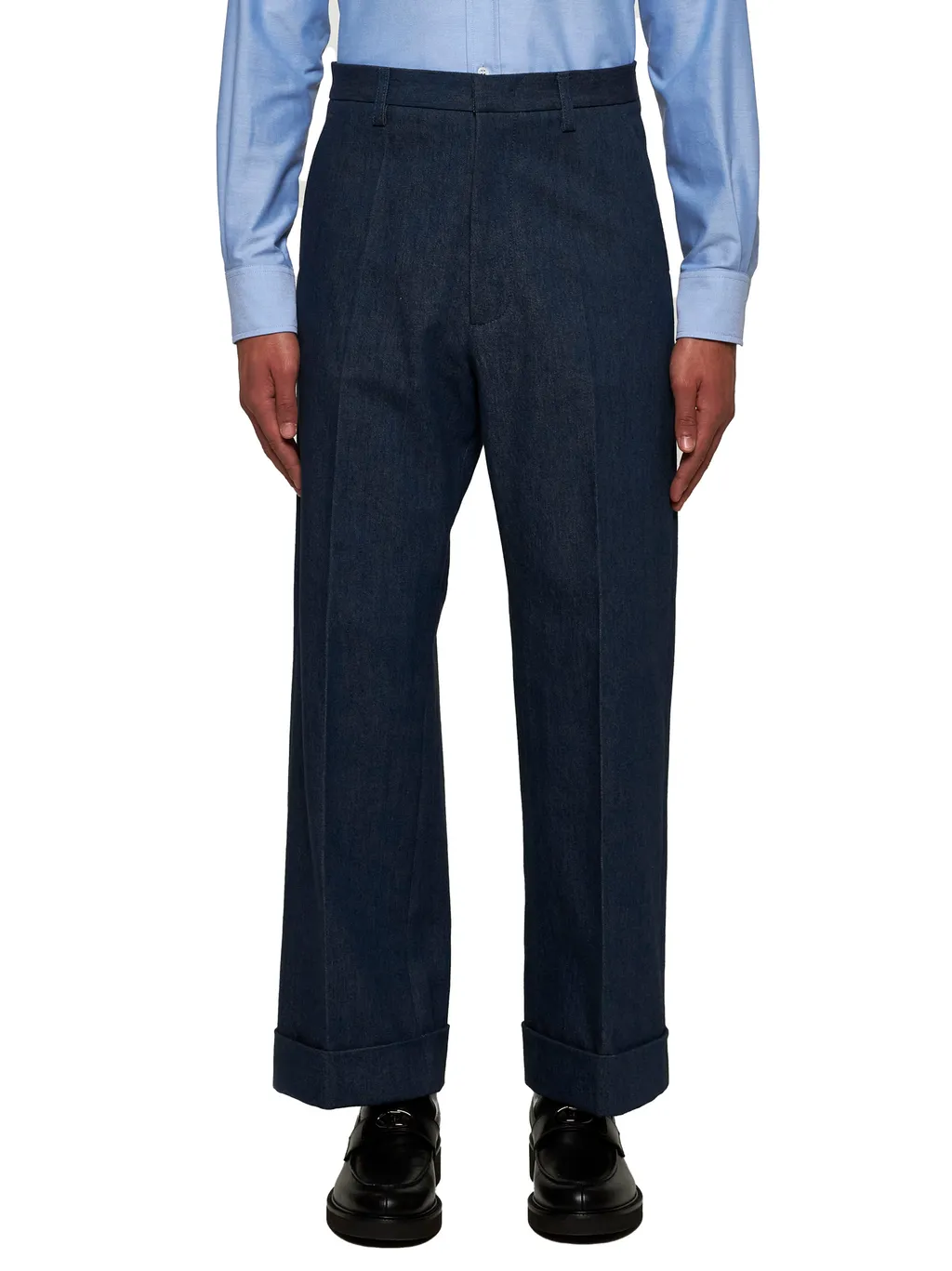Valentino Pleat Detailed Straight Leg Jeans