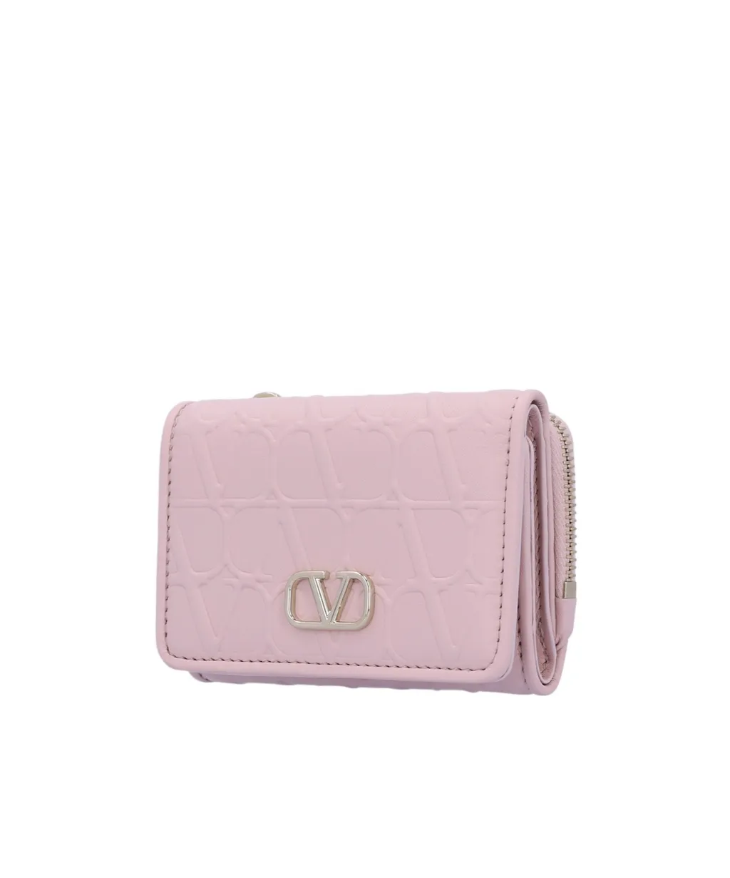 Valentino Vlogo Plaque Zip Detailed Wallet