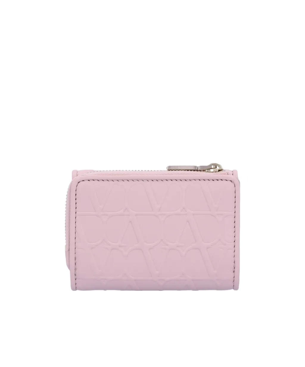 Valentino Vlogo Plaque Zip Detailed Wallet