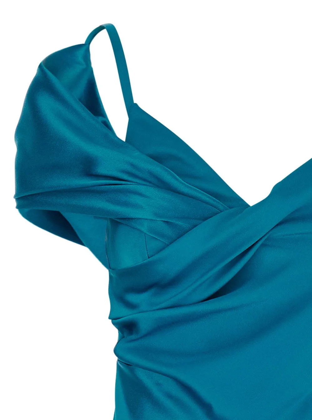 Alberta Ferretti Satin Cocktail Longuette Midi Dress