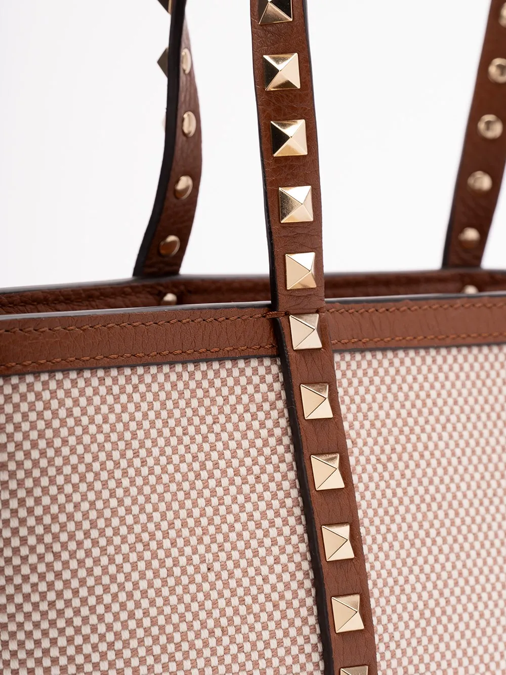 Valentino Garavani Checkered Stud Detailed Tote Bag