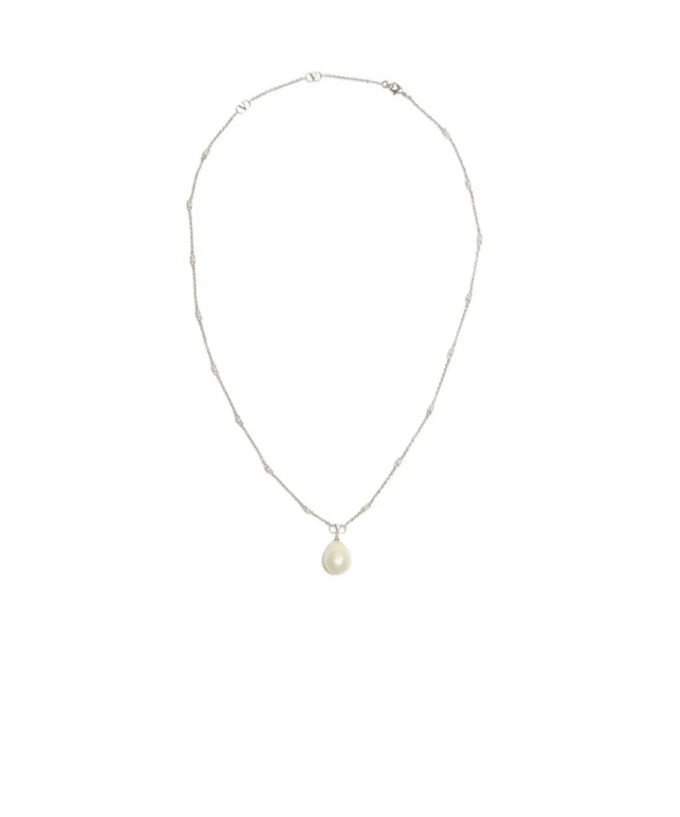 Valentino Vlogo Plaque Embellished Necklace