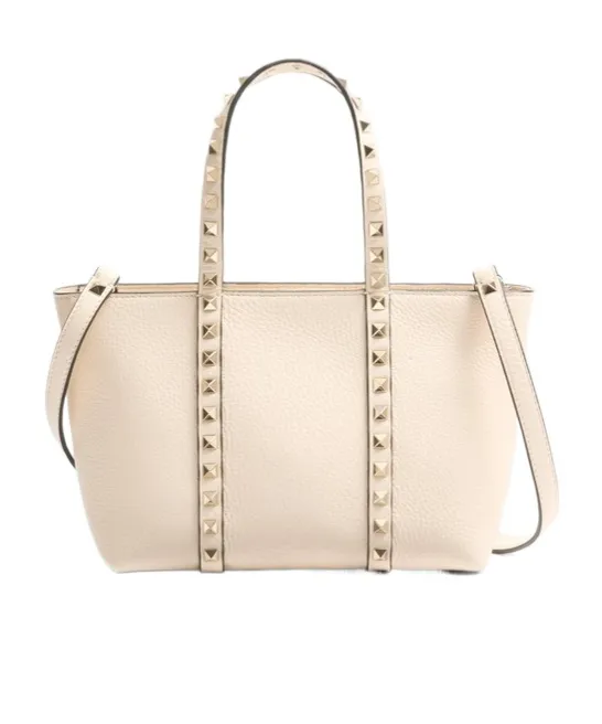 Valentino Garavani Rockstud Small Shopping Bag In Grainy Calfskin