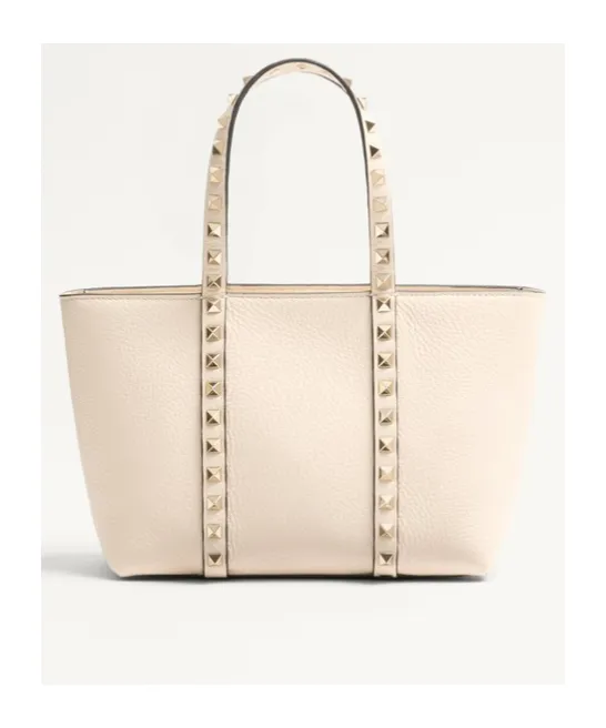Valentino Garavani Rockstud Small Shopping Bag In Grainy Calfskin