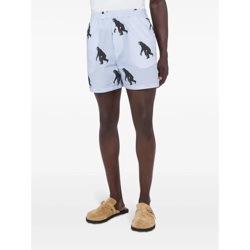 Graphic-Print Striped Shorts