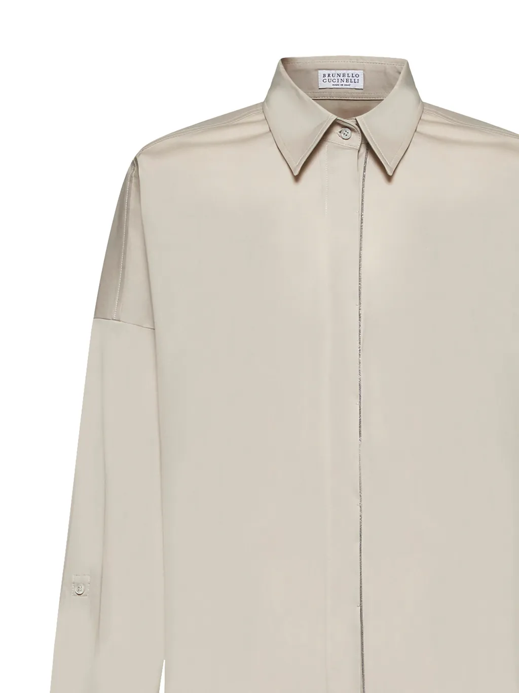 Brunello Cucinelli Monili-Trim Curved Hem Shirt