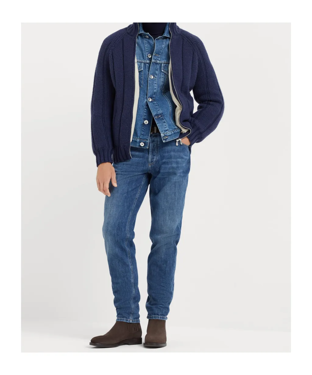 Brunello Cucinelli Zip-Up Ribbed-Knit Jacket