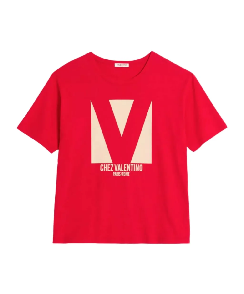 Valentino Chez Valentino-Printed Crewneck T-Shirt
