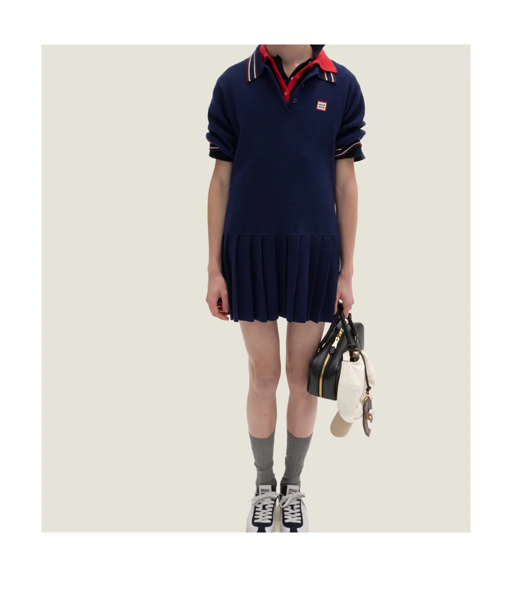 Miu Miu Logo-Patch Short-Sleeved Mini Polo Dress