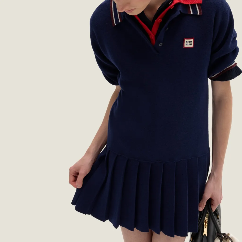 Miu Miu Logo-Patch Short-Sleeved Mini Polo Dress