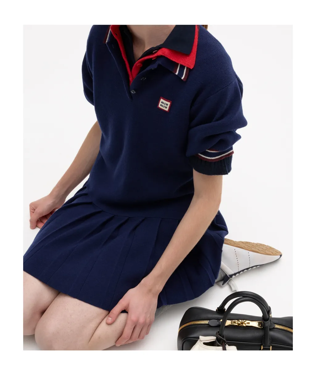 Miu Miu Logo-Patch Short-Sleeved Mini Polo Dress