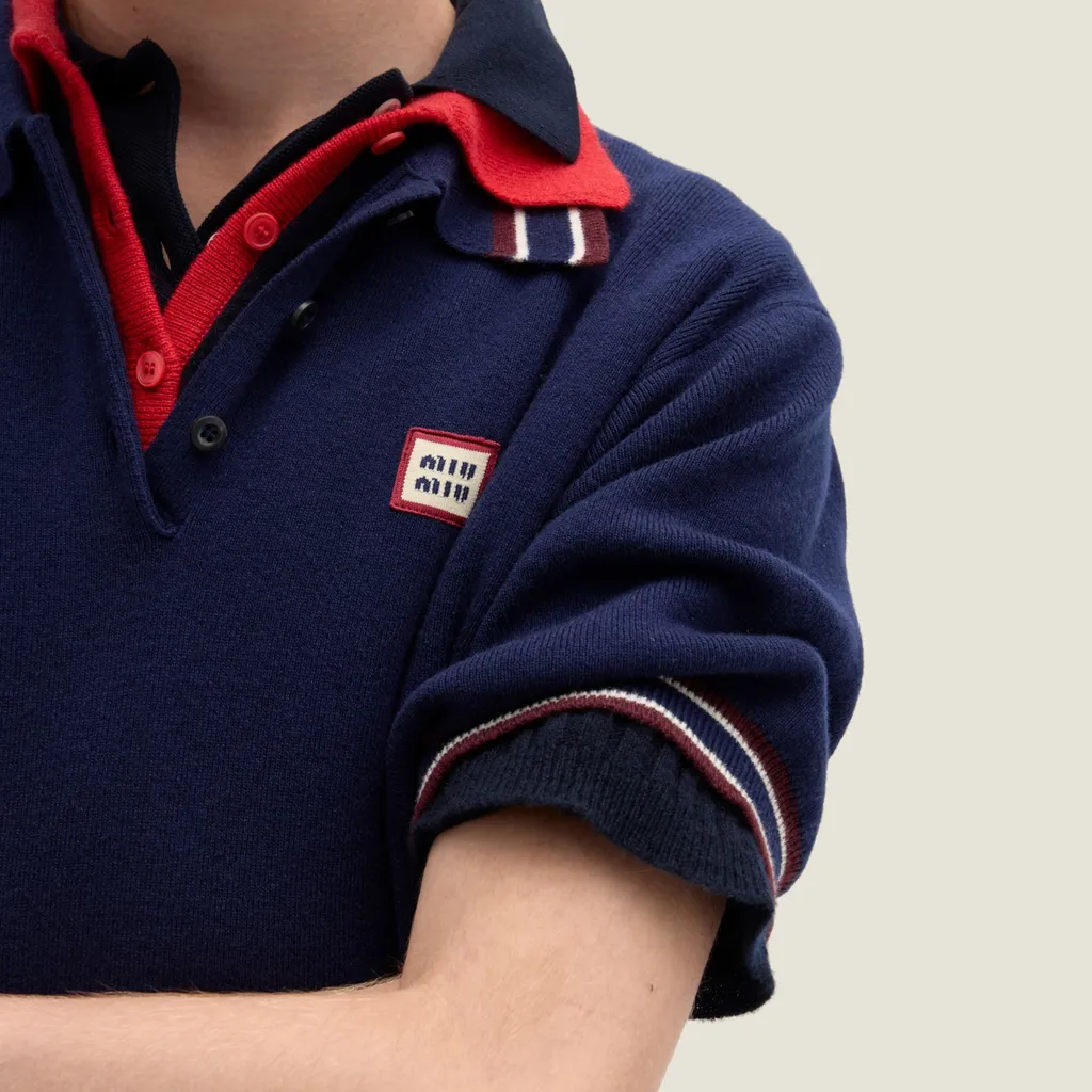 Miu Miu Logo-Patch Short-Sleeved Mini Polo Dress
