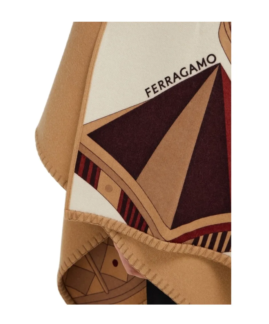 Ferragamo Nadir Print Reversible Cape