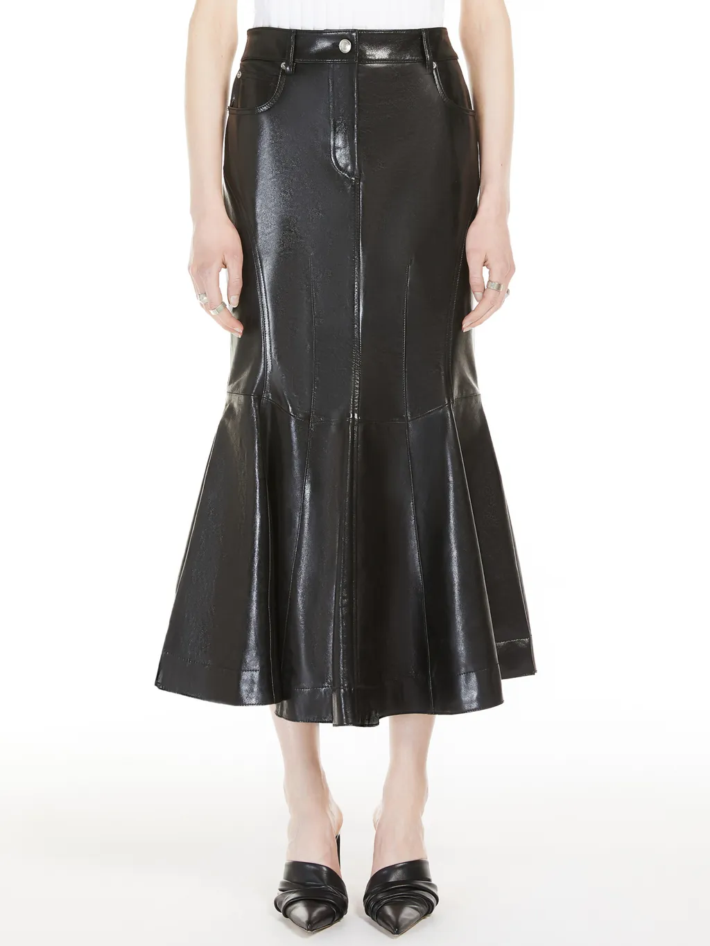 Sportmax Papiro Midi Leather Skirt