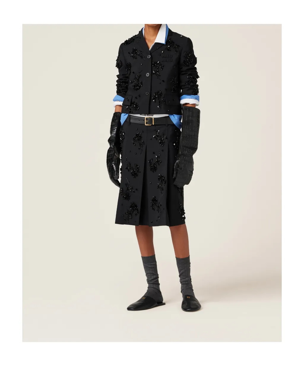 Embroidered Single-Breasted Kid Mohair Jacket