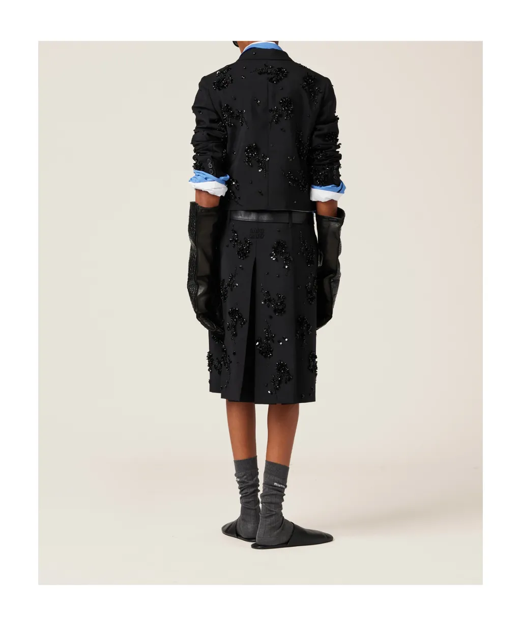 Embroidered Single-Breasted Kid Mohair Jacket