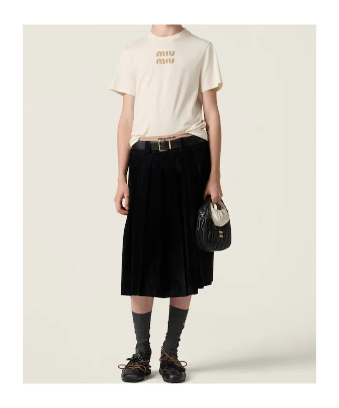 Miu Miu Logo-Embellished Crewneck T-Shirt