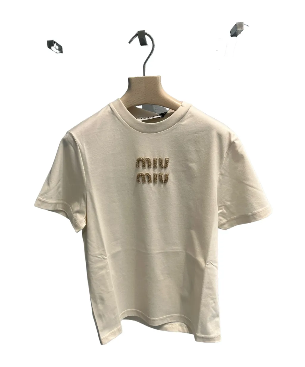 Miu Miu Logo-Embellished Crewneck T-Shirt