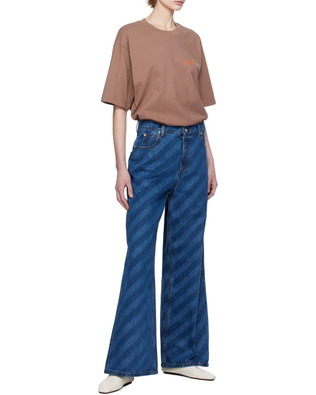 Marni Striped Wide Leg Jeans