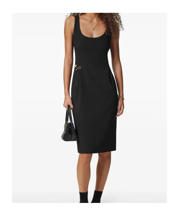 Versace Safety Pin-Detailed Sleeveless Midi Dress