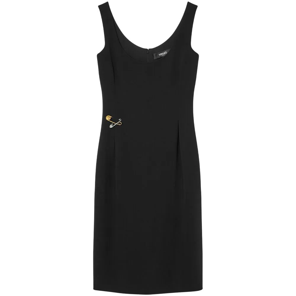 Versace Safety Pin-Detailed Sleeveless Midi Dress