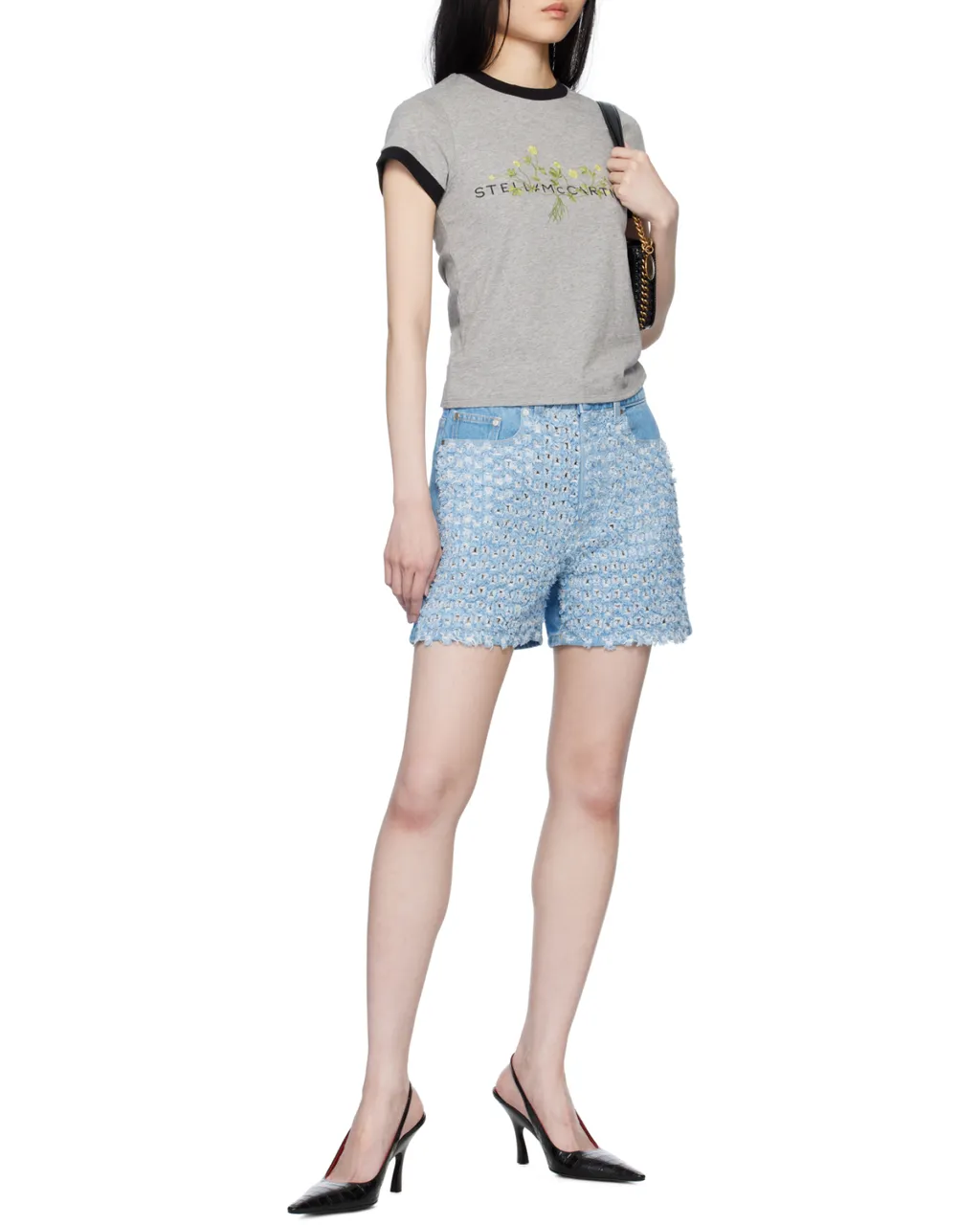 Stella Mccartney Mid-Rise Denim Bouclé Shorts