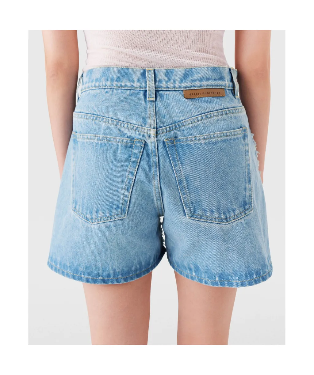 Stella Mccartney Mid-Rise Denim Bouclé Shorts