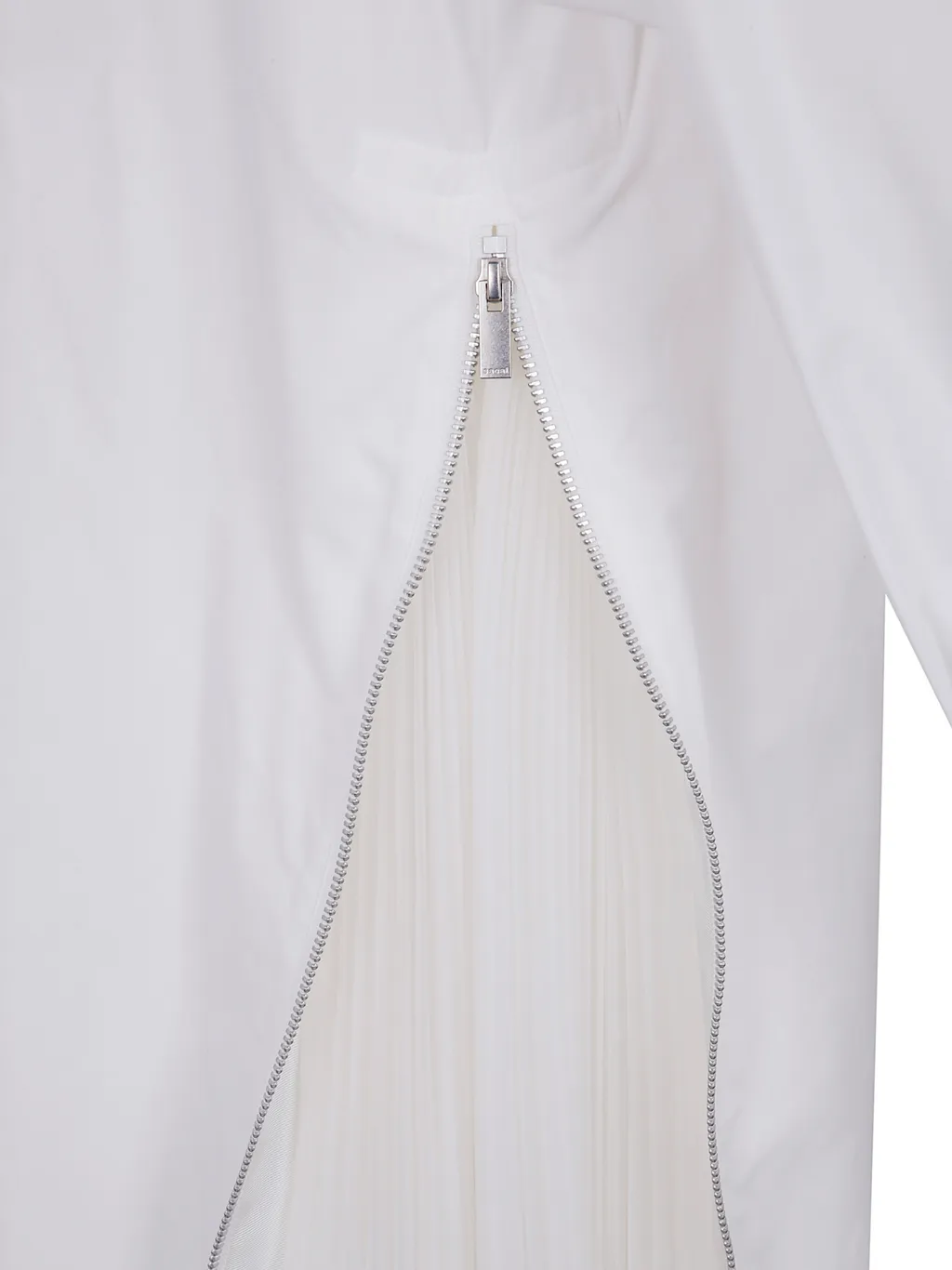 Sacai Pleated Zip Detailed Midi Shirt Dress
