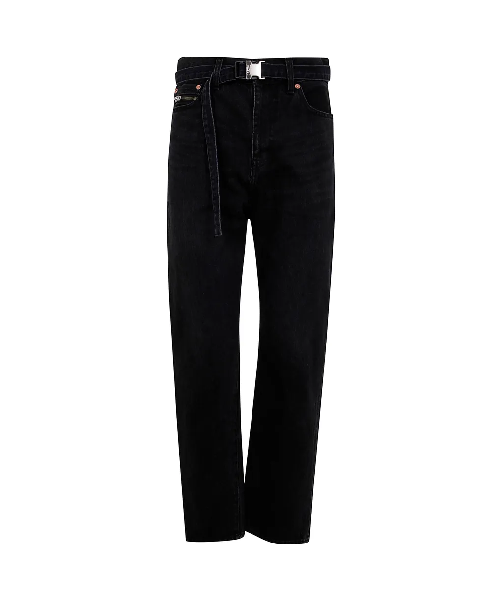 Belted Straight Jeans