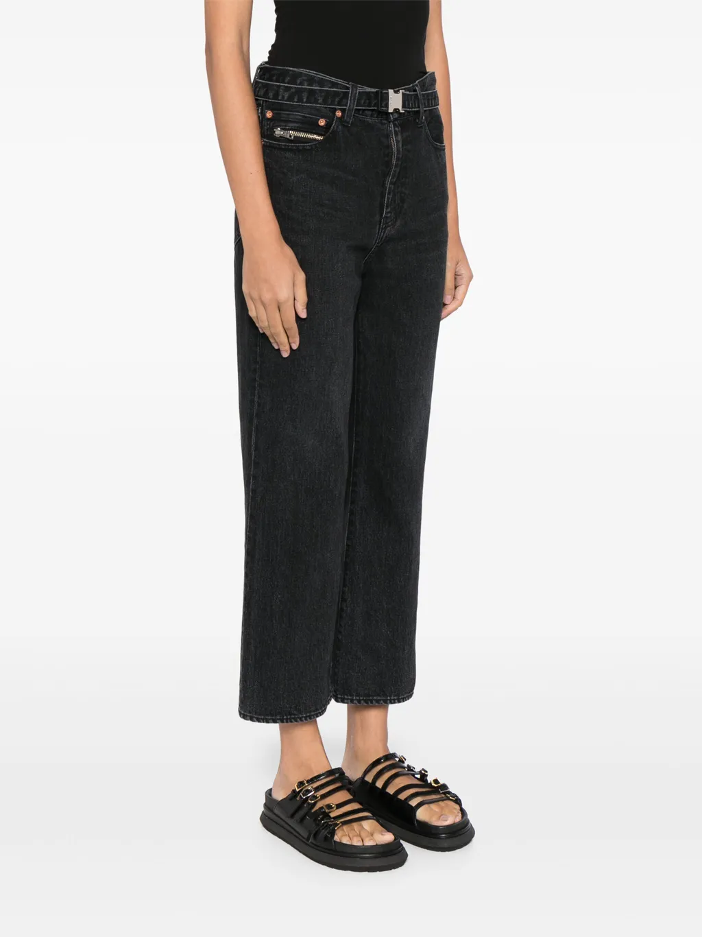 Straight-Leg Belted Cropped Jeans