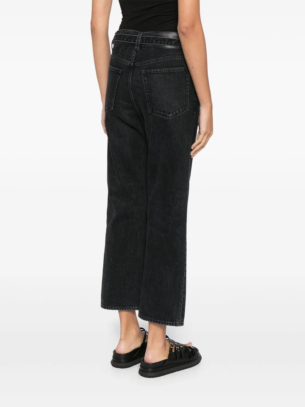 Straight-Leg Belted Cropped Jeans