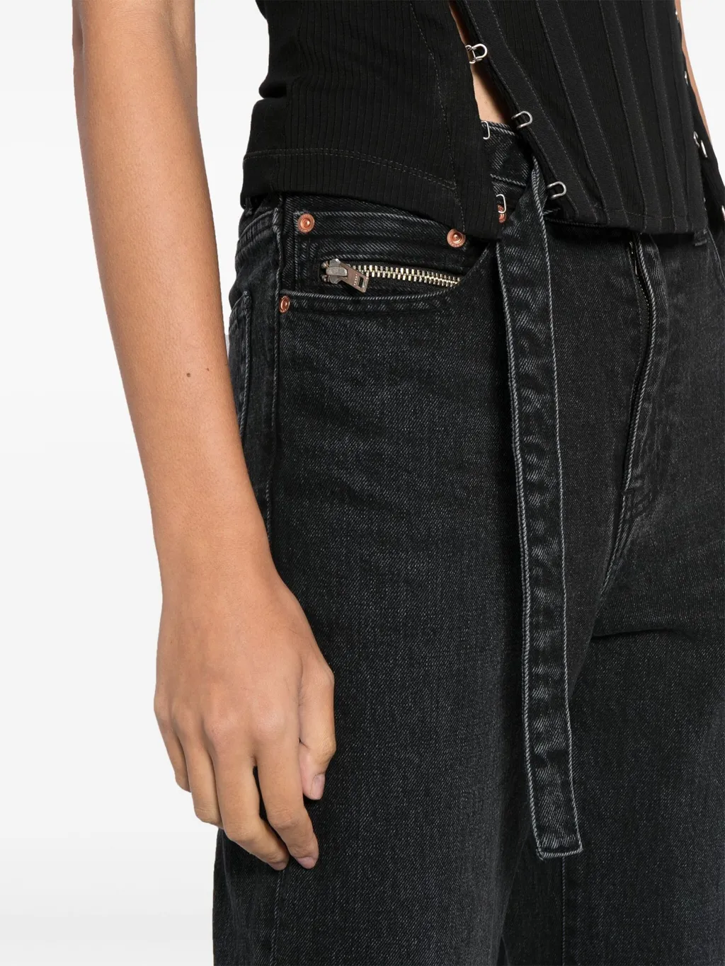 Straight-Leg Belted Cropped Jeans
